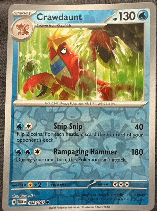 Pokemon Crawdaunt 048/167 SV06: Twilight Masquerade Normal - Eterna Cards