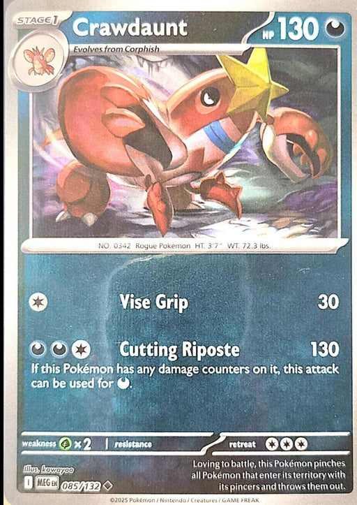Pokemon Crawdaunt 085/132 ME01: Mega Evolution Normal - Eterna Cards