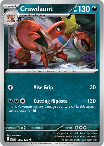 Pokemon Crawdaunt 085/132 ME01: Mega Evolution Reverse Holo - EternaCards