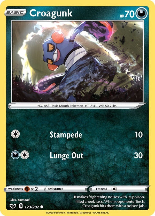 Pokemon Croagunk 123/202 SWSH01: Sword & Shield Base Set Normal