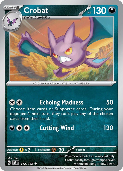 Pokemon Crobat 112/182 SV04: Paradox Rift Reverse Holofoil - EternaCards