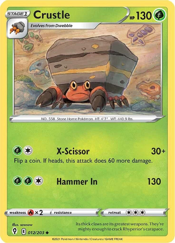 Pokemon Crustle 012/203 SWSH07: Evolving Skies Reverse Holo