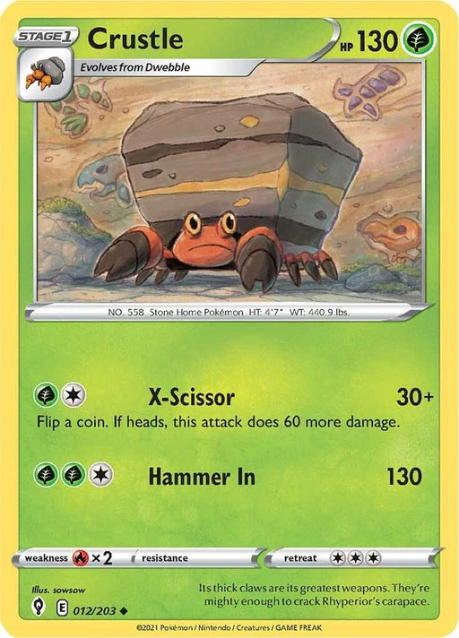 Pokemon Crustle 012/203 SWSH07: Evolving Skies Reverse Holo - EternaCards