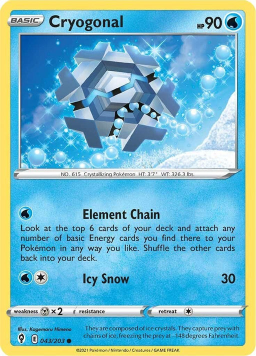 Pokemon Cryogonal 043/203 SWSH07: Evolving Skies Normal - EternaCards