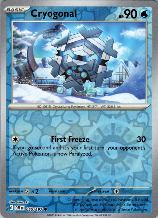 Pokemon Cryogonal 055/197 SV03: Obsidian Flames Normal - Eterna Cards