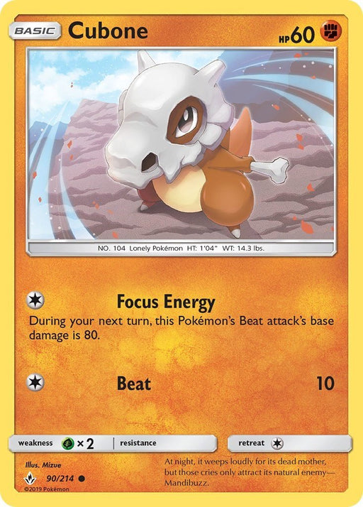 Pokemon Cubone 90/214 SM - Unbroken Bonds Normal - Eterna Cards