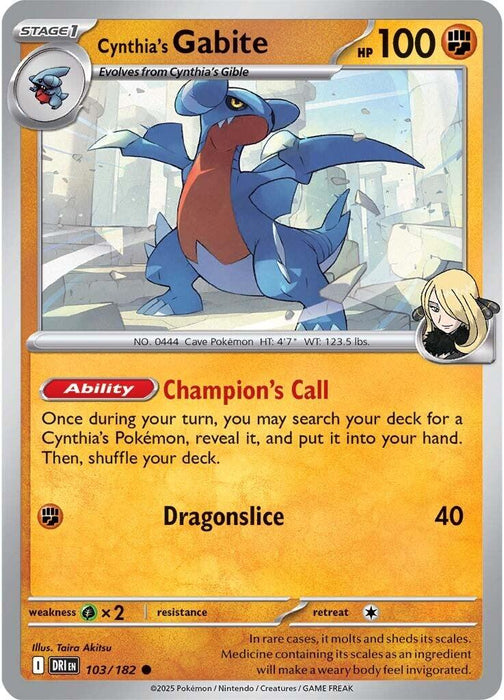 Pokemon Cynthia's Gabite 103/182 SV10: Destined Rivals Normal - EternaCards