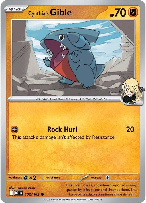 Pokemon Cynthia's Gible 102/182 SV10: Destined Rivals Reverse Holo - EternaCards