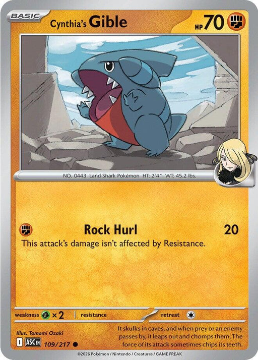 Pokemon Cynthia's Gible 109/217 ME: Ascended Heroes Normal - EternaCards