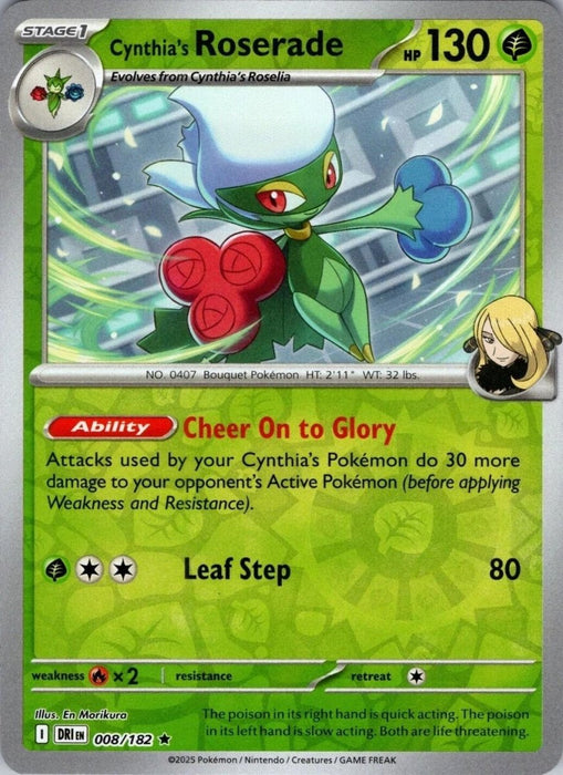 Pokemon Cynthia's Roserade 008/182 SV10: Destined Rivals Holo - Eterna Cards