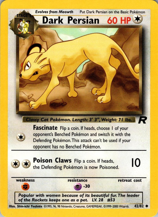 Pokemon Dark Persian 42/82 Team Rocket Unlimited - Eterna Cards