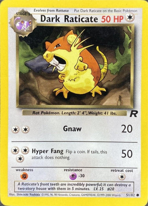 Pokemon Dark Raticate 51/82 Team Rocket Unlimited - Eterna Cards