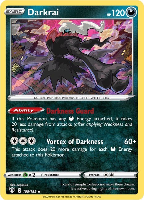 Pokemon Darkrai 105/189 SWSH03: Darkness Ablaze Holo - EternaCards