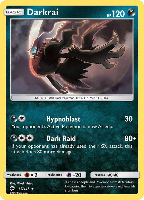 Pokemon Darkrai 87/147 SM - Burning Shadows Reverse Holo - EternaCards