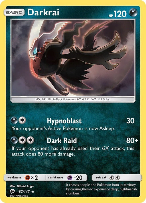 Pokemon Darkrai 87/147 SM - Burning Shadows Reverse Holo - EternaCards