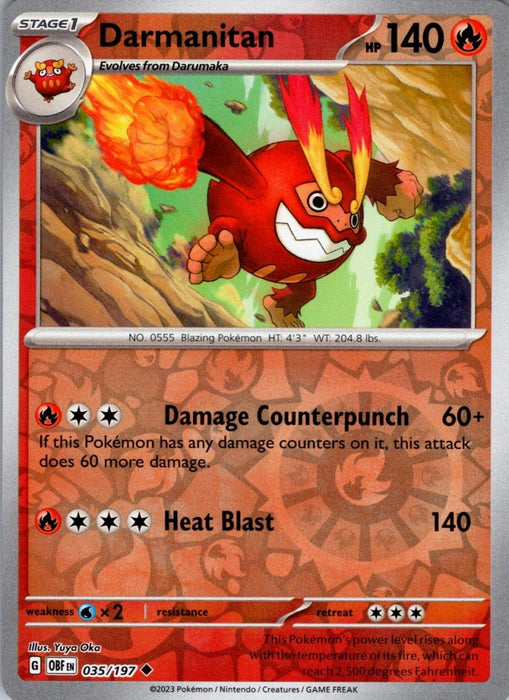 Pokemon Darmanitan 035/197 SV03: Obsidian Flames Normal - Eterna Cards