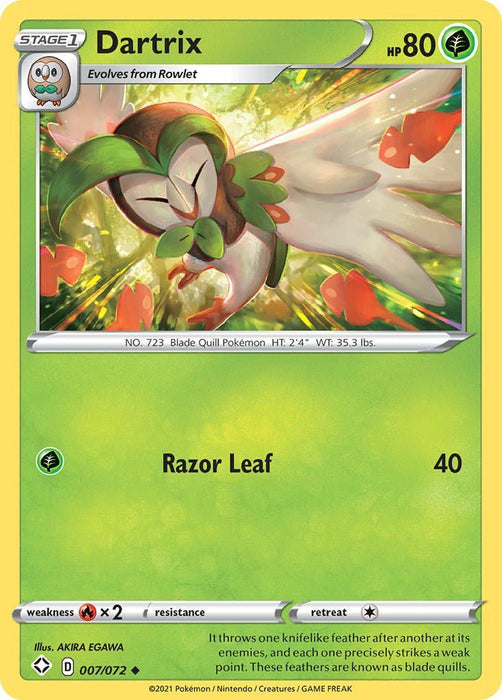 Pokemon Dartrix 007/072 Shining Fates Reverse Holo - EternaCards