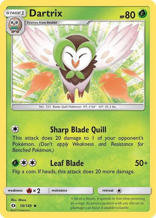 Pokemon Dartrix 10/149 SM Base Set Normal - Eterna Cards