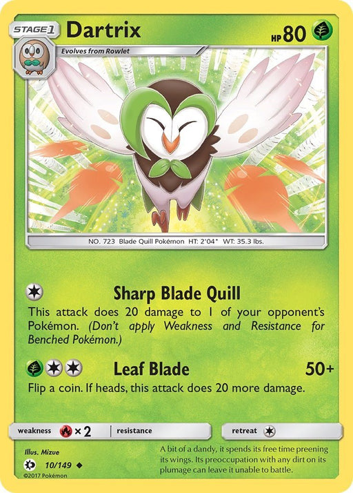 Pokemon Dartrix 10/149 SM Base Set Normal - Eterna Cards