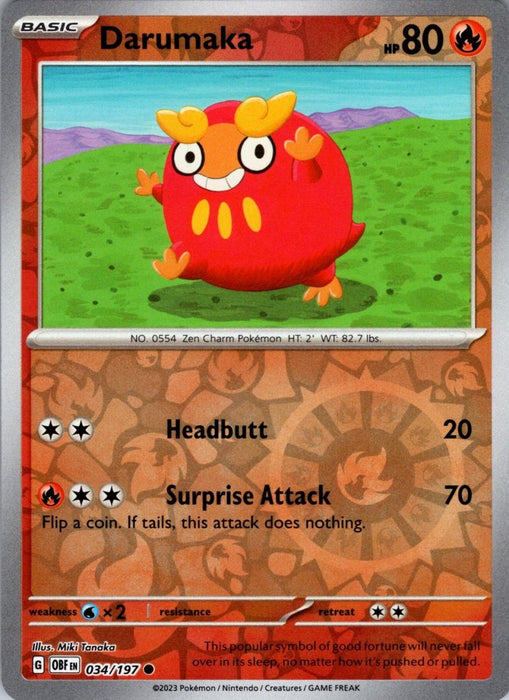 Pokemon Darumaka 034/197 SV03: Obsidian Flames Normal - Eterna Cards