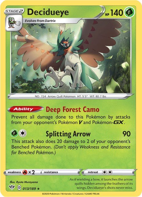 Pokemon Decidueye 013/189 SWSH03: Darkness Ablaze Reverse Holo - EternaCards