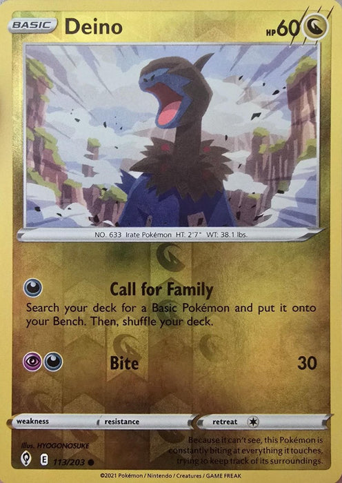 Pokemon Deino 113/203 SWSH07: Evolving Skies Normal - Eterna Cards
