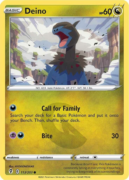 Pokemon Deino 113/203 SWSH07: Evolving Skies Reverse Holo - EternaCards