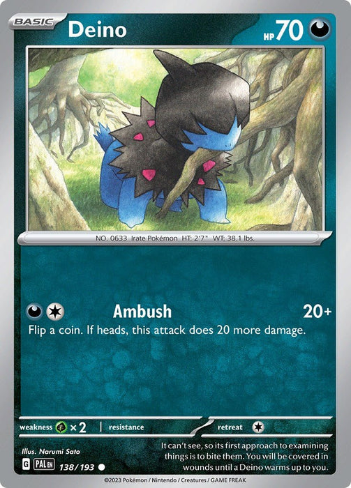 Pokemon Deino 138/193 SV02: Paldea Evolved Normal - EternaCards