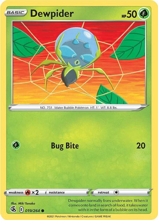 Pokemon Dewpider 019/264 SWSH08: Fusion Strike Reverse Holo - EternaCards