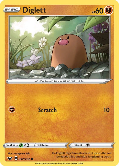 Pokemon Diglett 092/202 SWSH01: Sword & Shield Base Set Reverse Holo - EternaCards