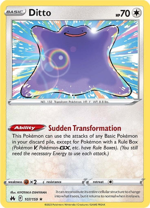 Pokemon Ditto 107/159 SWSH: Crown Zenith Reverse Holo - EternaCards