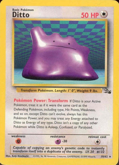 Pokemon Ditto (18) 18/62 Fossil Unlimited - Eterna Cards