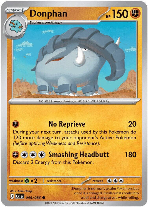 Pokemon Donphan 045/086 ME04: Chaos Rising Reverse Holo - EternaCards