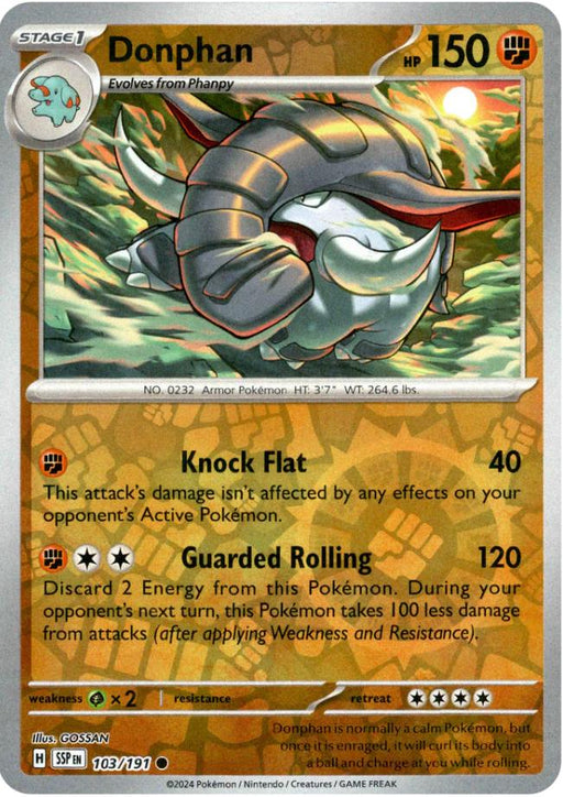Pokemon Donphan 103/191 SV08: Surging Sparks Normal - Eterna Cards
