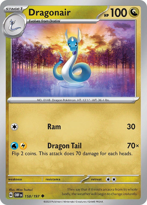 Pokemon Dragonair 158/197 SV03: Obsidian Flames Reverse Holo - EternaCards