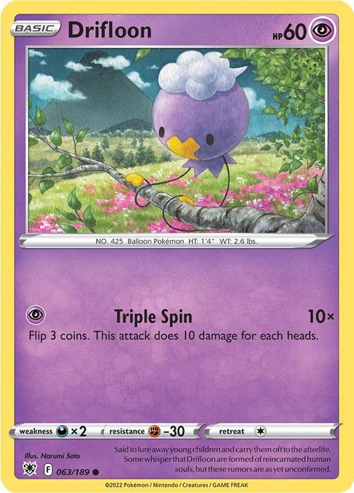 Pokemon Drifloon 063/189 SWSH10: Astral Radiance Reverse Holo - EternaCards