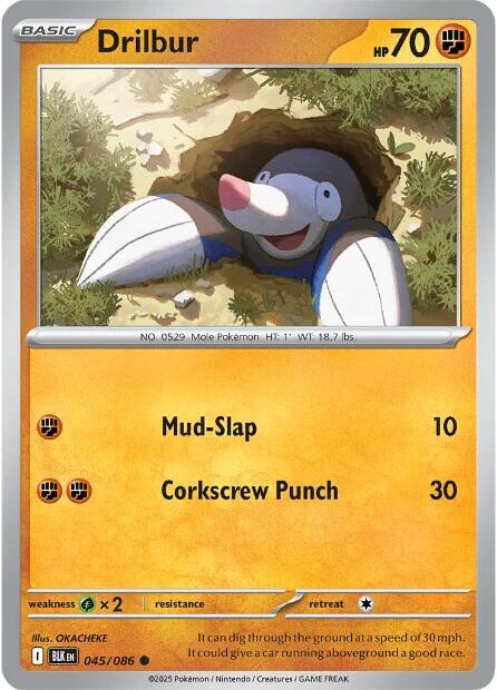Pokemon Drilbur 045/086 SV: Black Bolt Normal - EternaCards