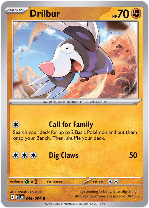 Pokemon Drilbur 046/084 ME05: Pitch Black Reverse Holo - Eterna Cards