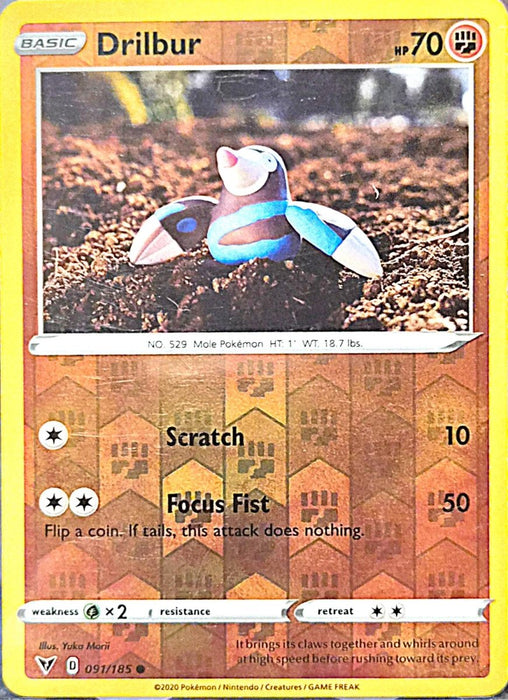 Pokemon Drilbur 091/185 SWSH04: Vivid Voltage Normal - Eterna Cards