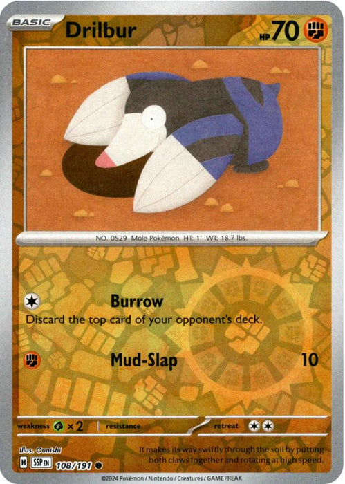 Pokemon Drilbur 108/191 SV08: Surging Sparks Normal - Eterna Cards