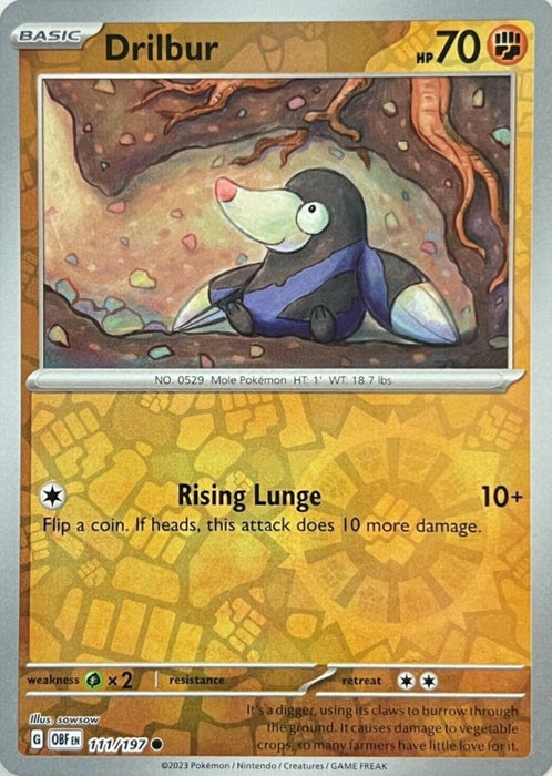 Pokemon Drilbur 111/197 SV03: Obsidian Flames Normal - Eterna Cards
