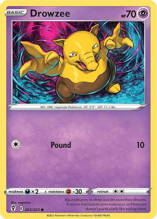 Pokemon Drowzee 061/203 SWSH07: Evolving Skies Reverse Holo - EternaCards