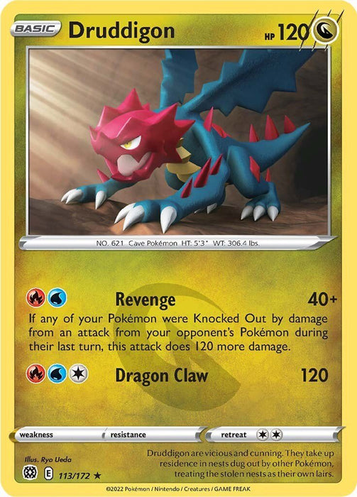 Pokemon Druddigon 113/172 SWSH09: Brilliant Stars Normal - Eterna Cards