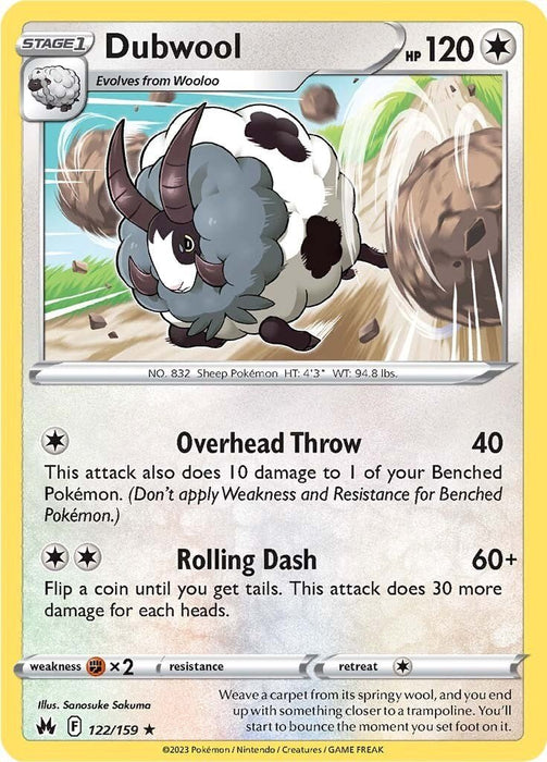 Pokemon Dubwool 122/159 SWSH: Crown Zenith Reverse Holo - EternaCards