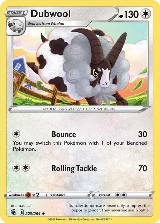 Pokemon Dubwool 223/264 SWSH08: Fusion Strike Normal - Eterna Cards