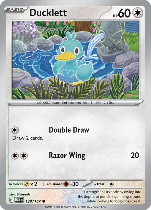 Pokemon Ducklett 139/167 SV06: Twilight Masquerade Reverse Holo - EternaCards