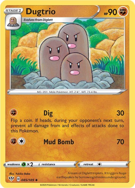 Pokemon Dugtrio 085/189 SWSH03: Darkness Ablaze Normal