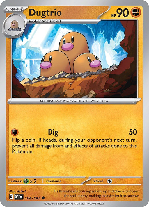 Pokemon Dugtrio 104/197 SV03: Obsidian Flames Normal - EternaCards
