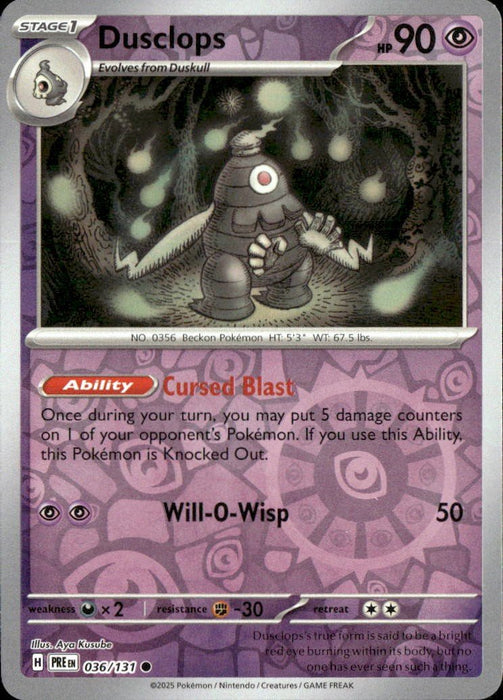 Pokemon Dusclops 036/131 SV: Prismatic Evolutions Normal - Eterna Cards