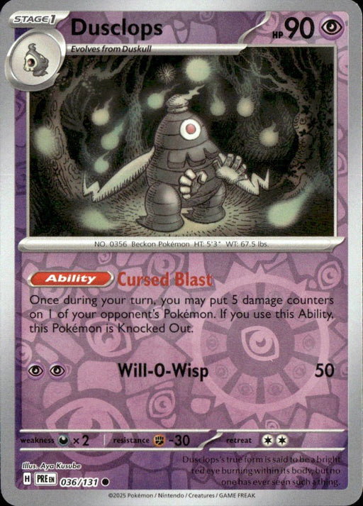 Pokemon Dusclops 036/131 SV: Prismatic Evolutions Normal - Eterna Cards